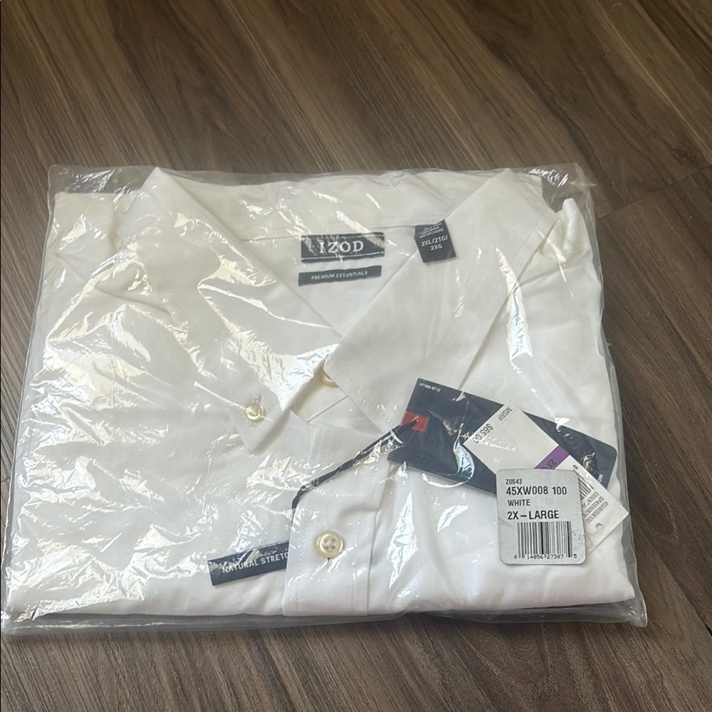 Izod Premium Stretch Button Down Dress Shirt White